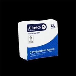 NAPKINS 2PLY LUNCH WHITE 1/4 FOLD FSC MIX 10S(20) # N2LW-F ALFRESCO