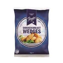 CHICKEN WEDGES BREAST CRUMBED 1KG(6) # 56281 STEGGLES