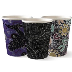CUP 12OZ DOUBLE WALL FSC MIX INDIGENOUS ART SERIES 40S(25) # BC-12DW-CCAB-ART BIOPAK