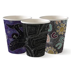 CUP 8OZ DOUBLE WALL FSC MIX INDIGENOUS ART SERIES 50S(20) # BC-8DW-CCAB-ART BIOPAK