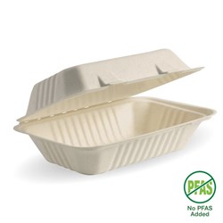 CONTAINER CLAM SHELL NATURAL PLANT FIBRE (23X15X8CM) 250S # B-HL-96-N-PF BIOPAK