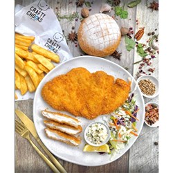 CHICKEN SCHNITZEL BREAST CRUNCHY PANKO (20 X 350GM) # J-PANKO 350 CRAFTY CHOOKS