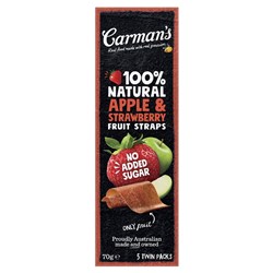 FRUIT STRAPS APPLE & S/BERRY (6 X 70GM)(6) # FS5AS CARMANS
