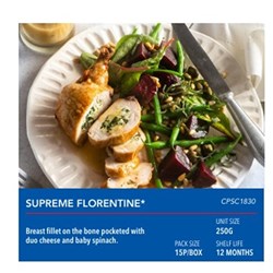 CHICKEN SUPREME FLORENTINE (15 X 250GM) # CPSC1830 CHEFS PERFECTION