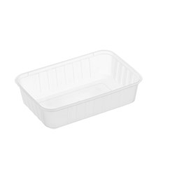 CONTAINER PLASTIC RECTANGLE 750ML RIBBED 500S # REB750 GENFAC