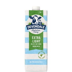 MILK SKIM UHT 1LT(10) # 1001832 DEVONDALE