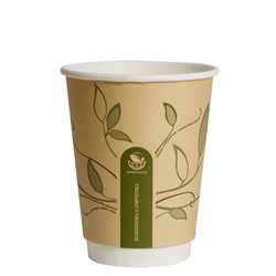 CUP PAPER COFFEE 12OZ DOUBLE WALL LEAVES KRAFT 25S (20) # EC-HC0677 ENVIROCHOICE