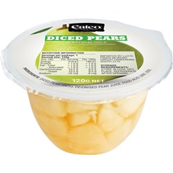 FRUIT CUP PEARS DICED IN NAT JUICE (48 X 120GM) # 830160 EATEO