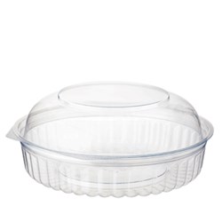 BOWL PLASTIC CLEAR ROUND 20OZ HINGED DOME LID 25pce (6) # 6620DL CASTAWAY