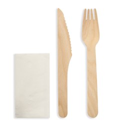 CUTLERY PACK WOODEN KNIFE FORK NAPKIN 400S # WCKFNS FUTURE FRIENDLY
