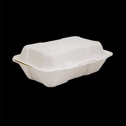 CONTAINER CLAM SNACK PACK 9" X 6" SUGARCANE 50S(4) # SCC4-PF FUTURE FRIENDLY