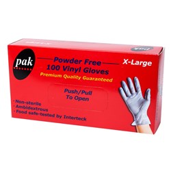 GLOVES PAK VINYL BLUE P/FREE EXTRA LARGE 100S (10) # GLOVES-B-XL-PF PLUSPAK