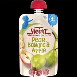 BABY FOOD PEAR BANANA APPLE 4+ MTH (6 X 120GM) # 16027 HEINZ