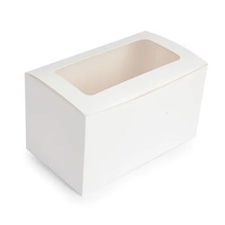 BOX WINDOW 2 CUPCAKE WITH INSERT WHITE TE (4" X 7" X 4") (10 X 10S)  # 01MO039 MONDO