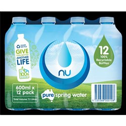 WATER (24 X 600ML) # 04120 NU PURE