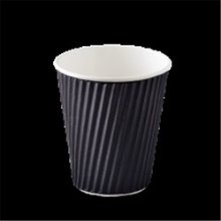 CUP 12OZ HOT BLACK W DESIGN 500S #STARW12B RIPPLE