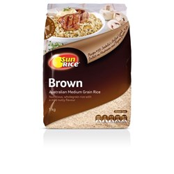 RICE BROWN MEDIUM 1KG(12) # 5082 SUNRICE