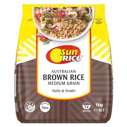RICE BROWN MEDIUM GRAIN 1KG(6) # 101604 SUNRICE