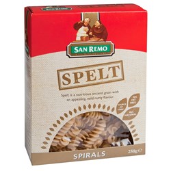 PASTA SPIRAL SPELT 250GM (12) # 01028507 SAN REMO