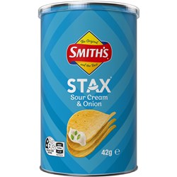 CHIPS STAX SOUR CREAM & ONION (24 X 42GM) # 320038200 SMITHS