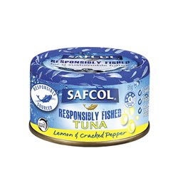 TUNA LEMON & PEPPER IN SPRING WATER POUCH (12 X100GM)(4) # 8355 SAFCOL