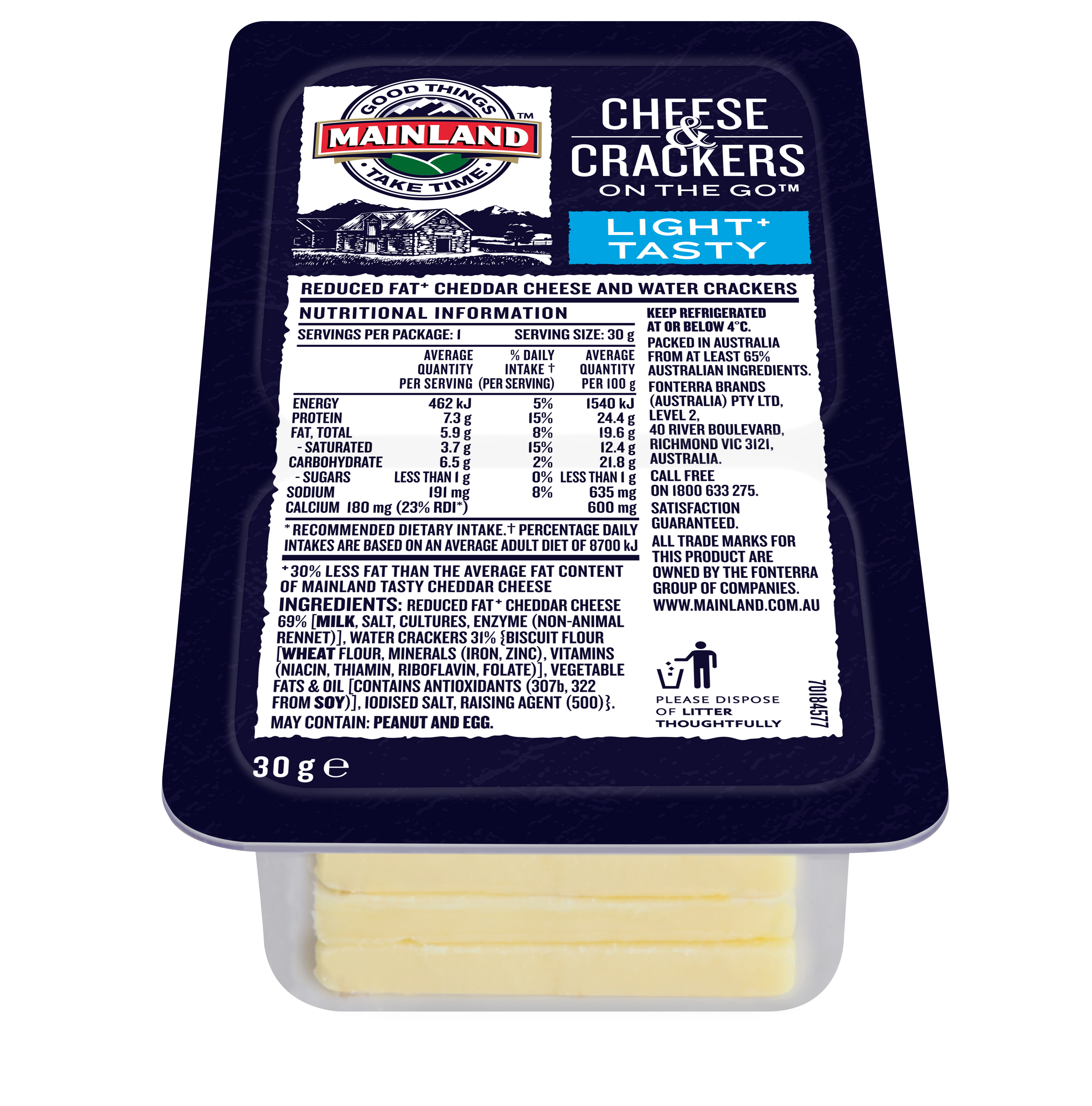 CHEESE ON THE GO TASTY LIGHT CHEESE & CRACKERS (20 X 30GM) MAINLAND