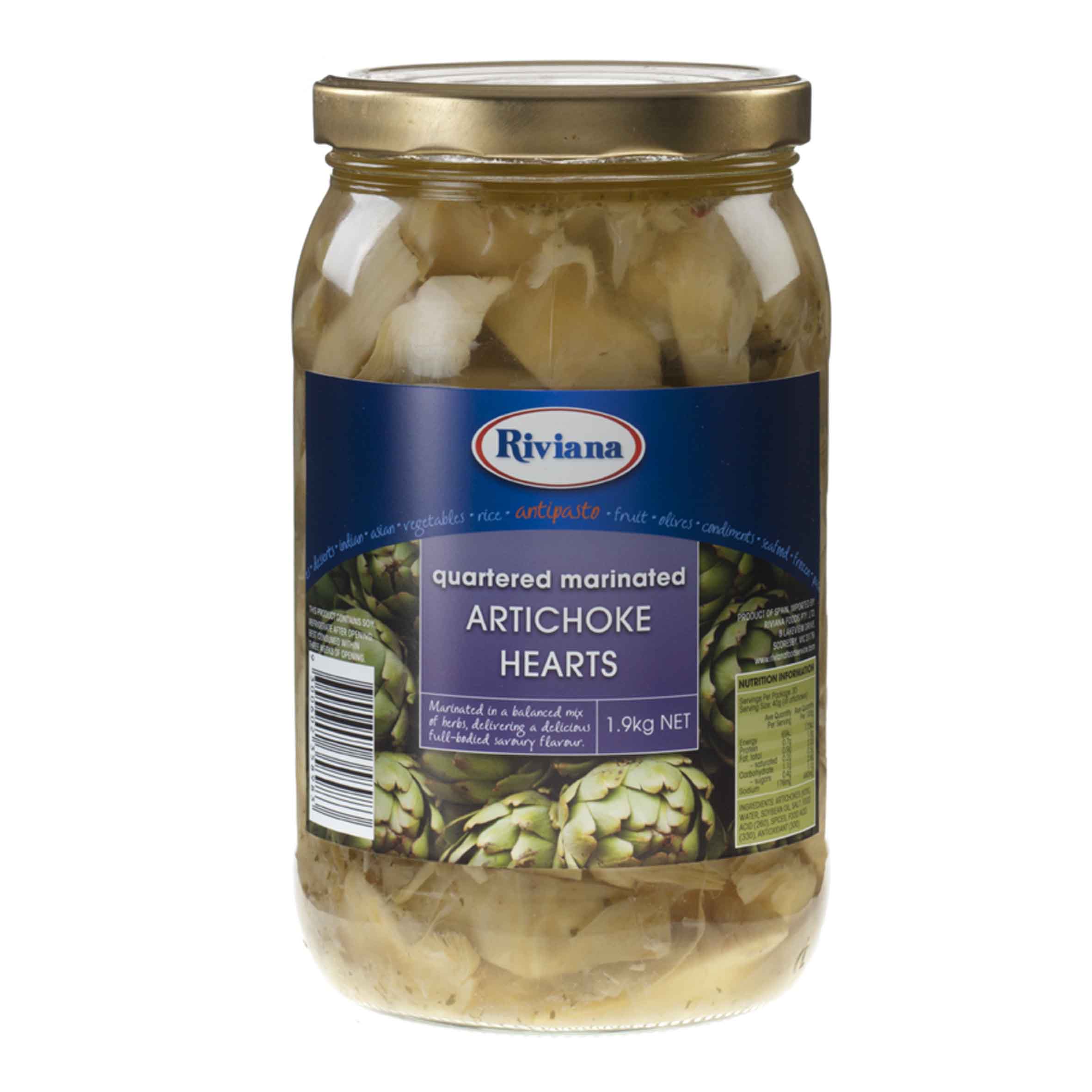 ARTICHOKE HEARTS QUARTERS 1.9KG(6) RIVIANA 1.9KG(6) RIVIANA Sealanes