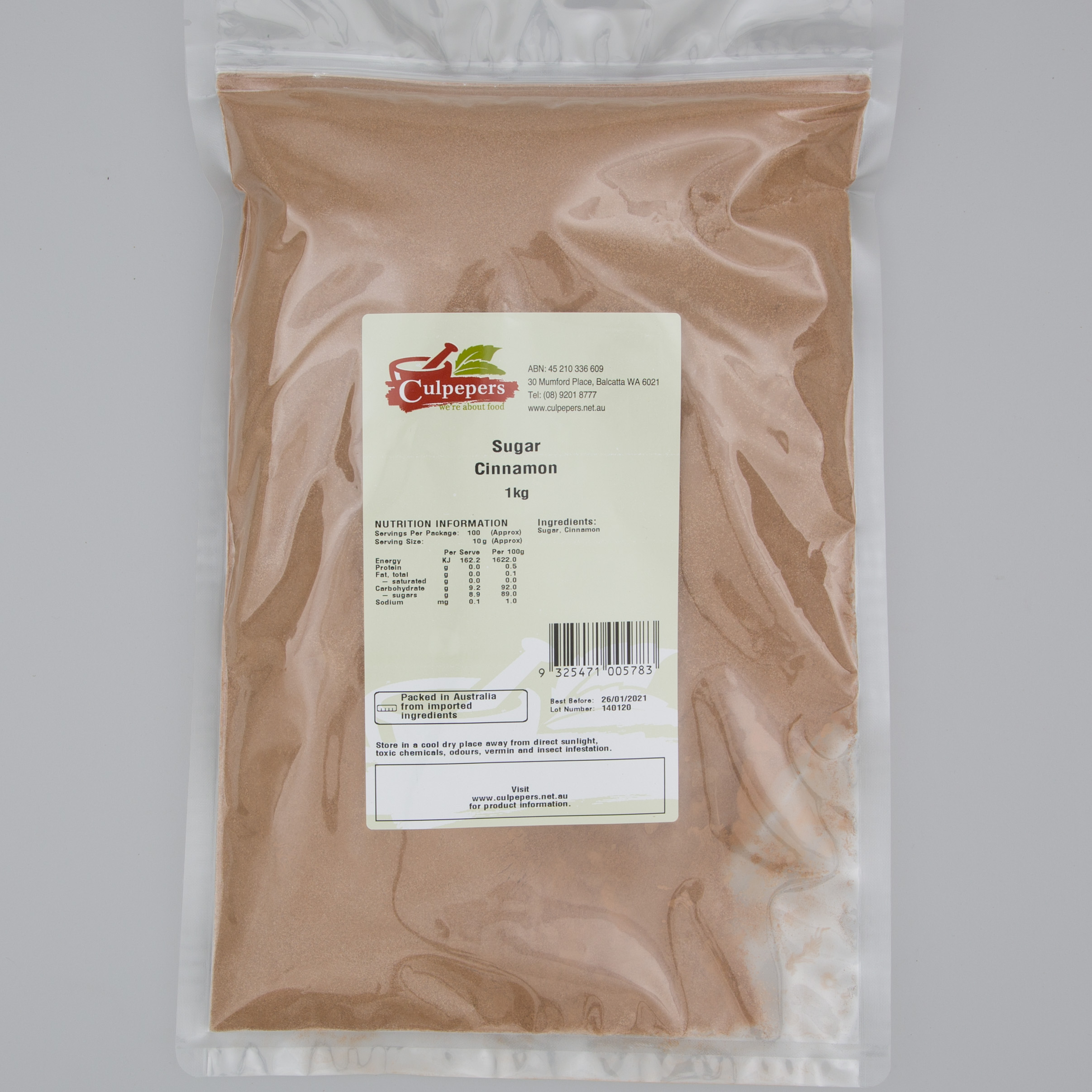 SUGAR CINNAMON 1KG(12) #SUGCIN1 CULPEPER - Superior Foods - Superior Foods