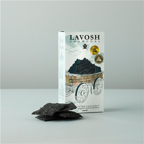 CRACKERS LAVOSH ACTIVATED CHARCOAL (6 X 130GM) # 60011 ASTERISK KITCHEN