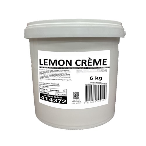 PIE FILLING LEMON CREAM PAIL 6KG # 414372 BAKELS