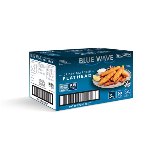 FLATHEAD CRISPY BATTERED 3KG # 1010203097 BLUE WAVE
