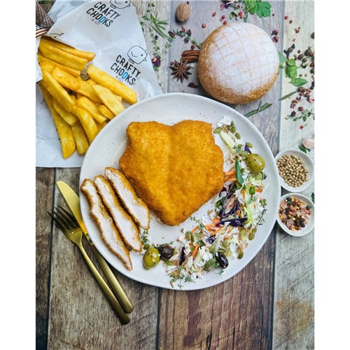 CHICKEN SCHNITZEL BREAST THICK DRY COARSE CRUMBED(24 X 280GM) # PUB THICK CRAFTY CHOOKS