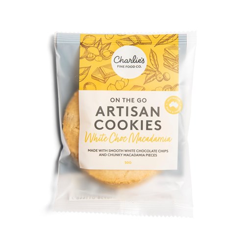 COOKIES P/C WHITE CHOC (MACADAMIA 24X50G) # CF4090 CHARLIES COOKIES