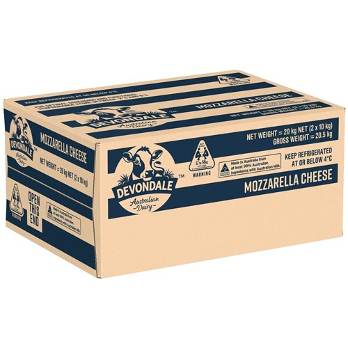 CHEESE MOZZARELLA BLOCK (2 X 10KG) # 1001784 DEVONDALE