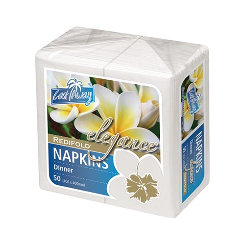 NAPKIN DINNER WHITE ELEGANCE REDI-FOLD 500S # CA-NAPEDRF CASTAWAY