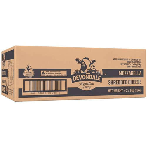 CHEESE MOZZARELLA SHRED BULK  (2 X 6KG) # 1001957 DEVONDALE