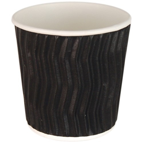 CUP 4OZ BLACK DOUBLE WALL WAVE  153MM  (40 X 25S) # C-HC0639 FPA