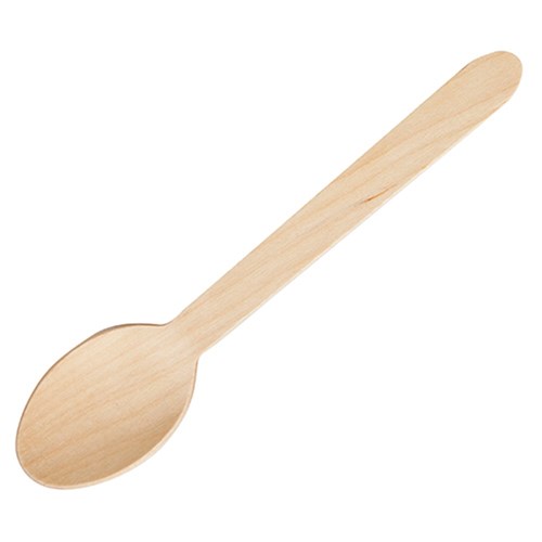 CUTLERY SPOON WOODEN 160MM 1000S # EC-WC0802 ENVIROCHOICE