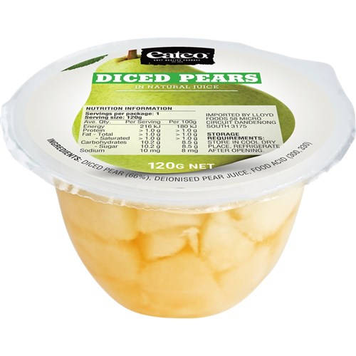 FRUIT CUP PEARS DICED IN NAT JUICE (48 X 120GM) # 830160 EATEO