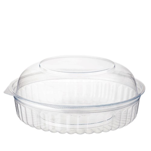 BOWL PLASTIC CLEAR ROUND 20OZ HINGED DOME LID 25pce (6) # 6620DL CASTAWAY