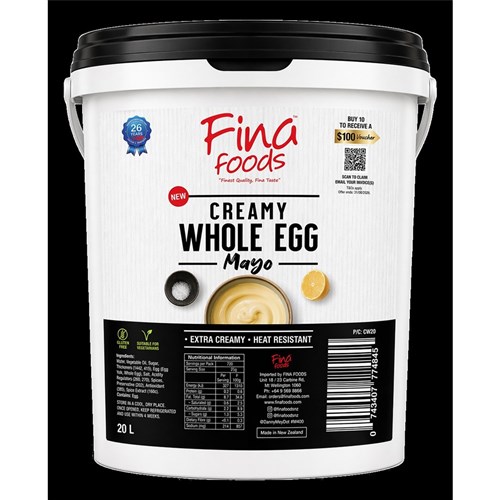 MAYONNAISE CREAMY WHOLE EGG 20KG # CW20 FINA FOODS