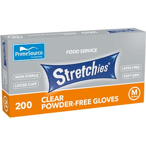 GLOVE MEDIUM STRETCHIES ELASTIC POWDER FREE 200S(10) # PS-SEG-MED PRIME SOURCE