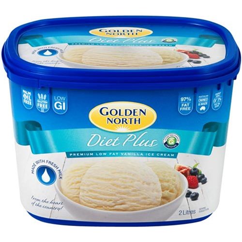 ICECREAM VANILLA DIET PLUS LOW GI 2LT(6) # 27152 GOLDEN NORTH