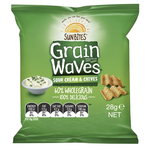 CHIPS SOUR CREAM & CHIVE (21 X 28GM) # 320004588 GRAIN WAVE