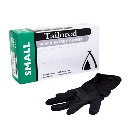 GLOVE SMALL NITRILE BLACK 100S(10) # GLNBS HUHTAMAKI