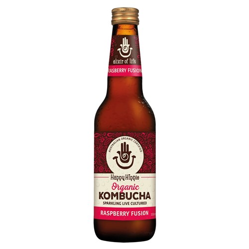 DRINK KOMBUCHA RASPBERRY (12 X 330ML) # HHKOMRAS330 HAPPY HIPPIE