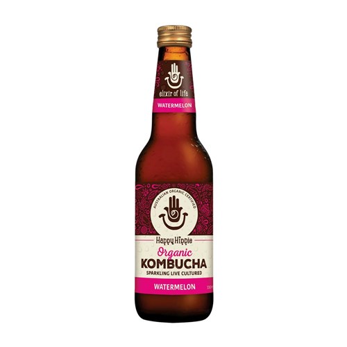 DRINK KOMBUCHA WATERMELON (12 X 330ML) # HHKOMWM330 HAPPY HIPPIE