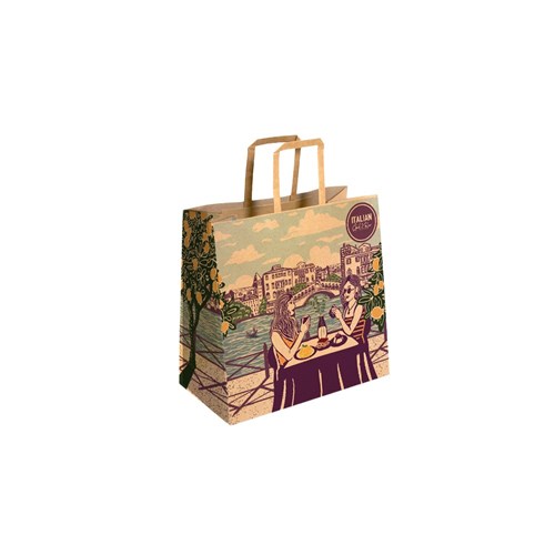 BAG PAPER KRAFT SMALL FLAT HANDLE (280X150X275MM) 250S # BAG-TA-F-S-ISK ISK