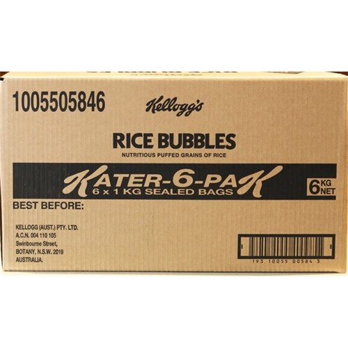 CEREAL RICE BUBBLES (6 X 1KG) # 1005505846 KELLOGGS