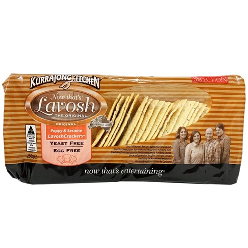 CRACKERS LAVOSH POPPY & SESAME 250GM(12) # FP0110 KURRAJONG